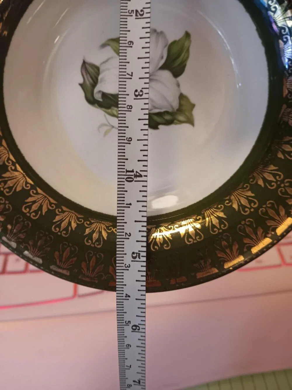 2 L'TRIOMPHE American Limoges TRILLIUM 22 K Gold SAUCE Bowls FOREST GREEN LQQK!!